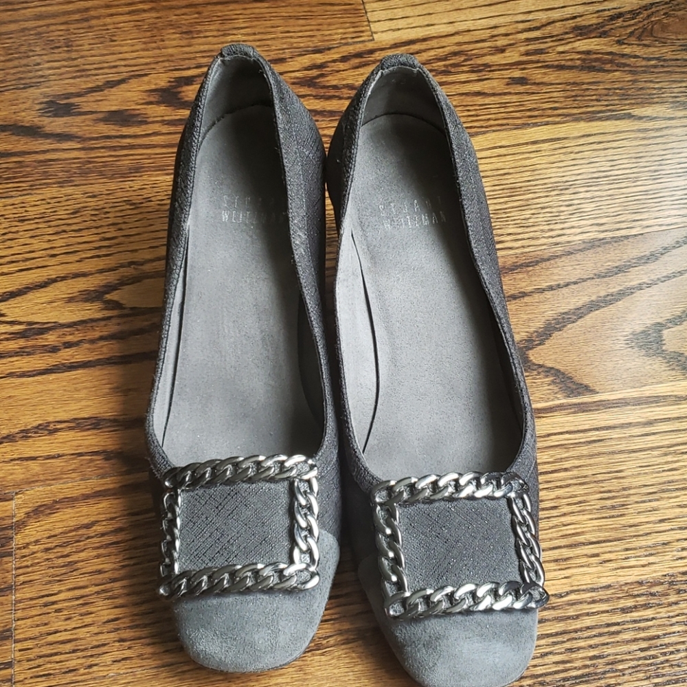 Stuart Weitzman grey cap toe block heel shoe 5.5
